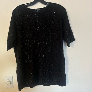 Eileen Fisher Oversized Fine Merino
Black Twinkle Top Size Small